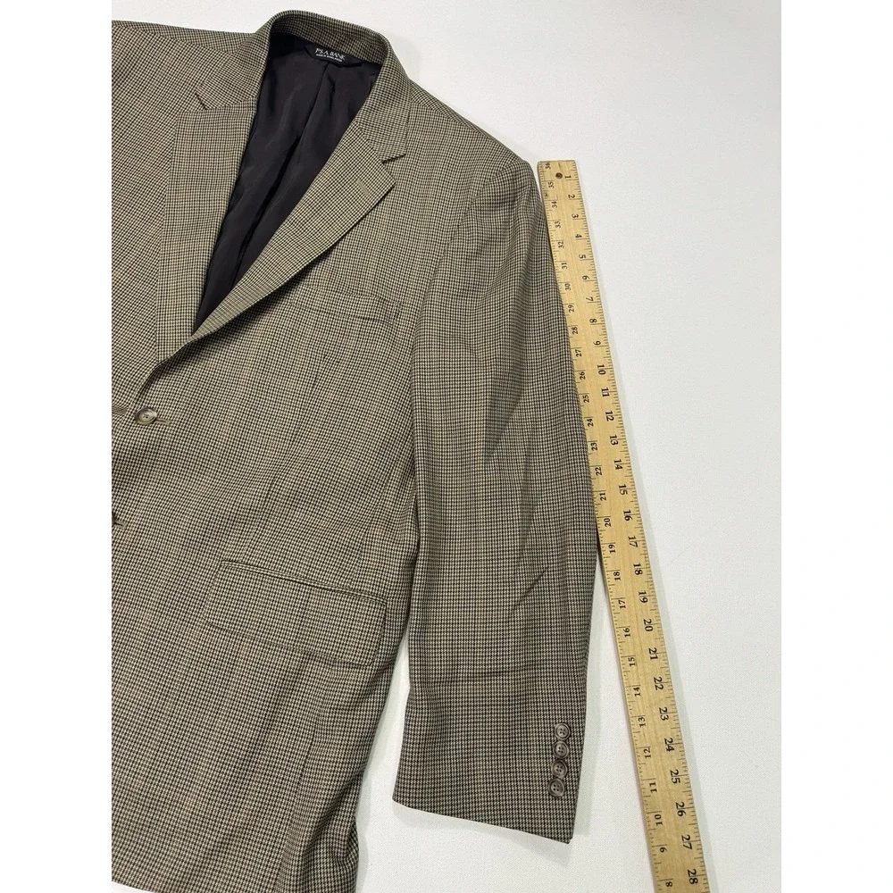Jos A Bank 46R Brown Houndstooth Wool Sport Coat Blazer Traveler Tailored Fit